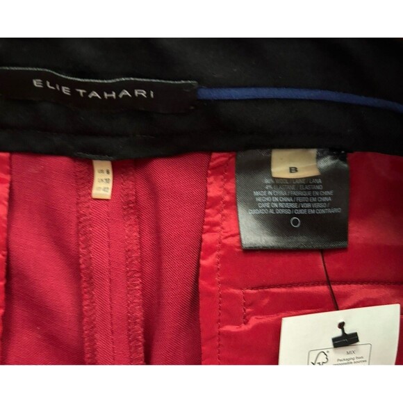 Elie Tahari Red Wool Pants BootCut/flare Leg Size 6 Festive Colorful Workwear - Picture 5 of 10